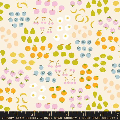 Egg and Friends Fruits Natural - Quilt Fabric