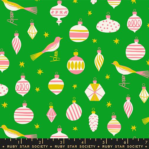 Merry Happy Baubles Verdant - Quilt Fabric