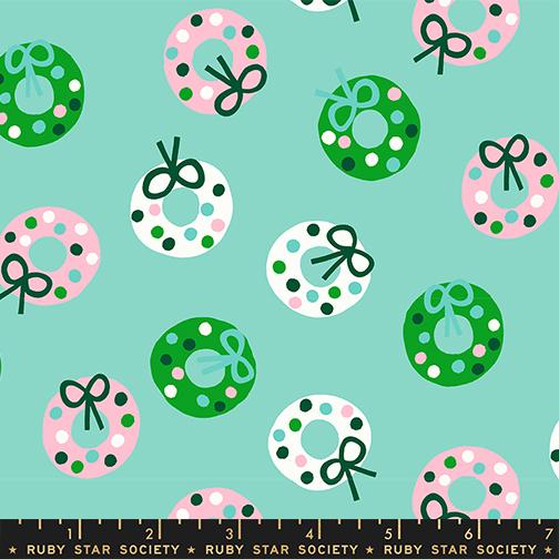 Merry Happy Wreaths Frost - Quilt Fabric
