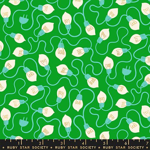 Merry Happy Lights Metallic Verdant - Quilt Fabric