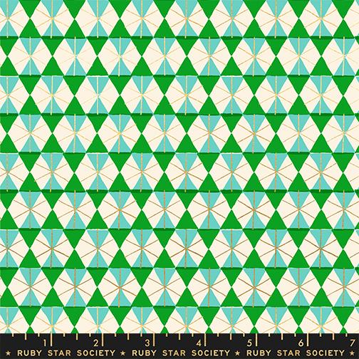 Merry Happy Hourglass Metallic Verdant - Quilt Fabric