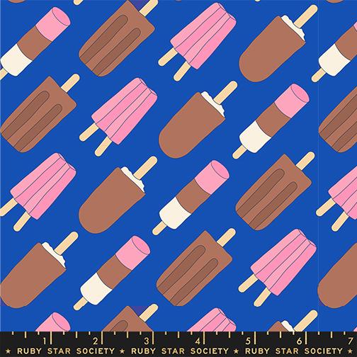 Sugar Cone 2 Popsicle Blue Ribbon - Quilt Fabric, zoomed in. Select this picture to zoom back out.