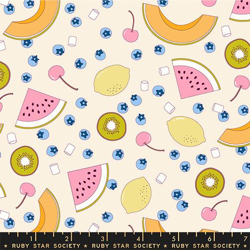 Sugar Cone 2 Fruit Natural - Quilt Fabric, zoomed in. Select this picture to zoom back out.