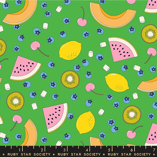 Sugar Cone 2 Fruit Verdant - Quilt Fabric, zoomed in. Select this picture to zoom back out.