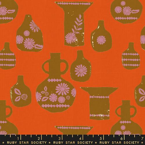 Vessel Pots Warm Red - Quilt Fabric