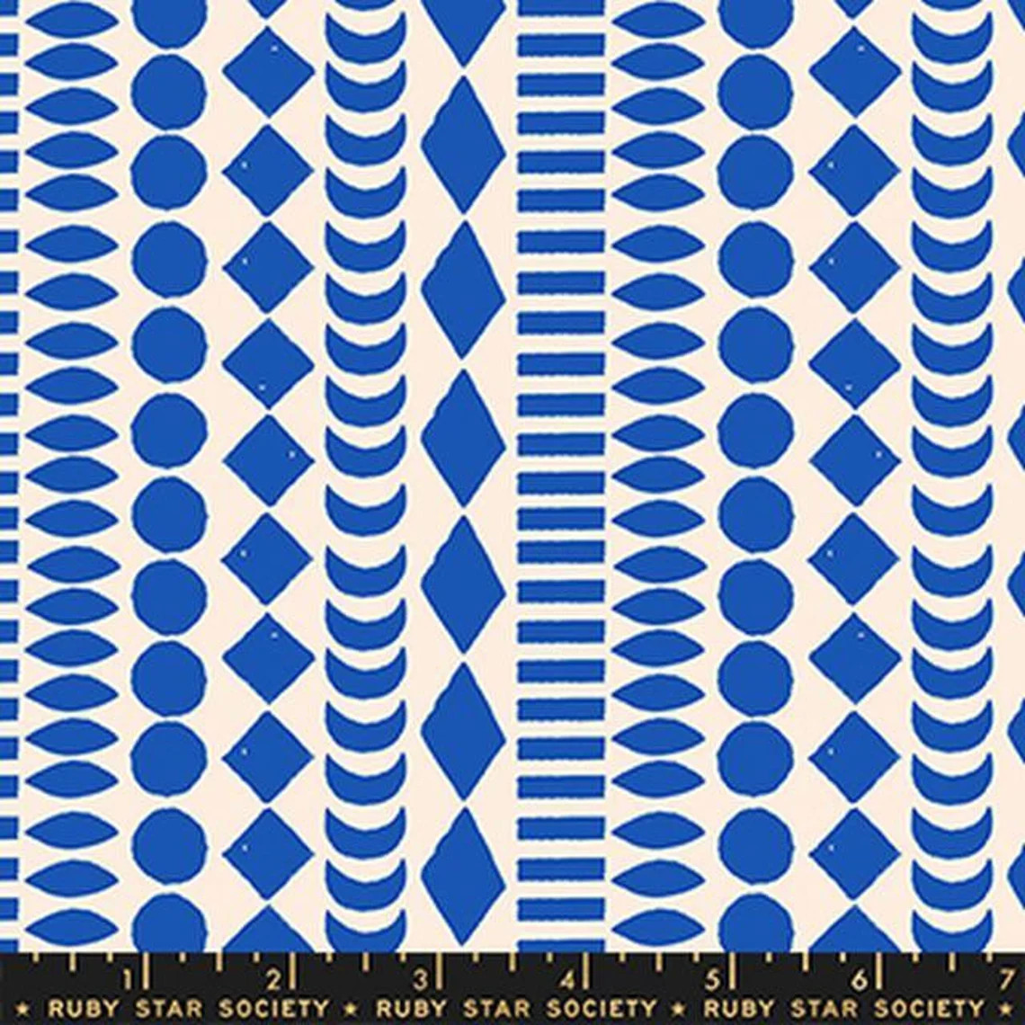 Honey Blue Ribbon - Beads Geometric Circle - Quilt Fabric
