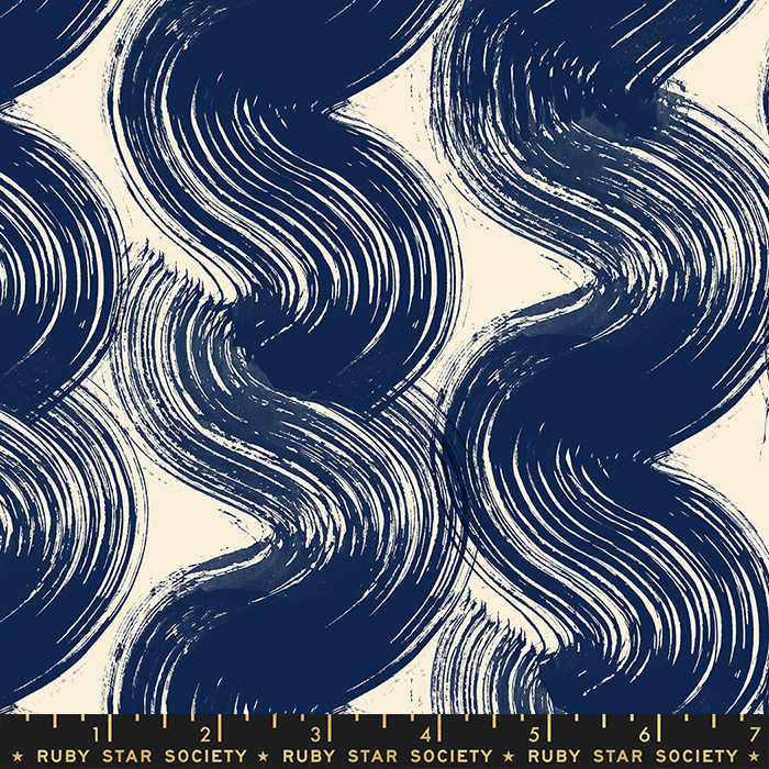 Sketchbook Navy - Paint Brush - Quilt Fabric