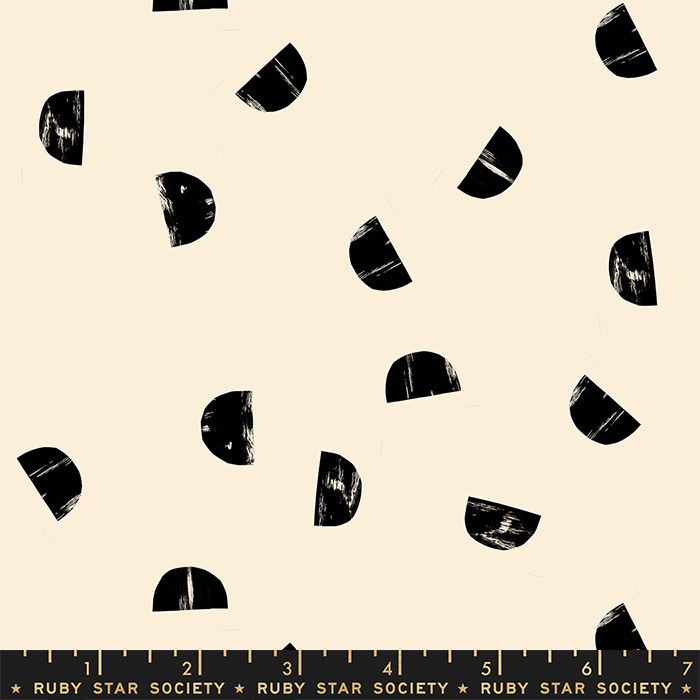 Sketchbook Black - Cutouts Geomerics Moon Circle - Fabric