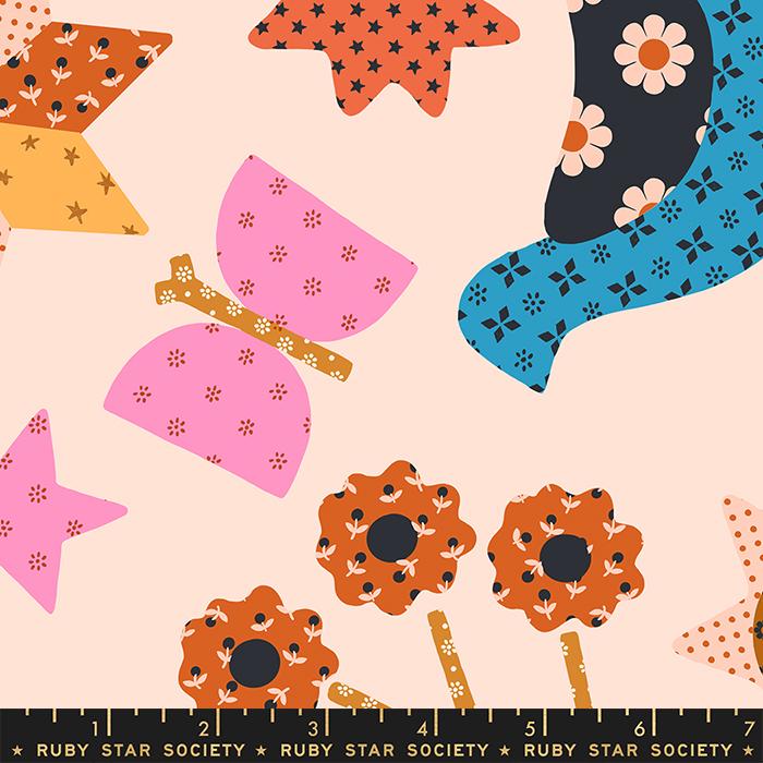 Meadow Star Menagerie - Peach - Quilt Fabric