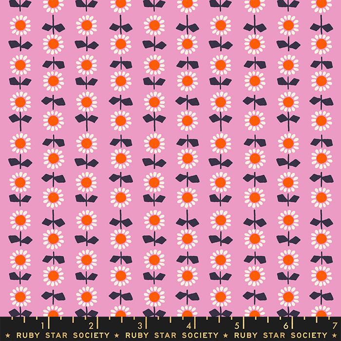 Meadow Star Bloom - Dark Peony - Quilt Fabric