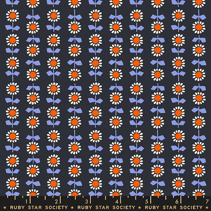 Meadow Star Bloom - Soft Black - Quilt Fabric