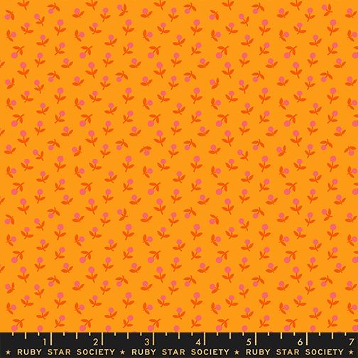 1 800 Calico Flower Cheddar - Quilt Fabric, zoomed in. Select this picture to zoom back out.