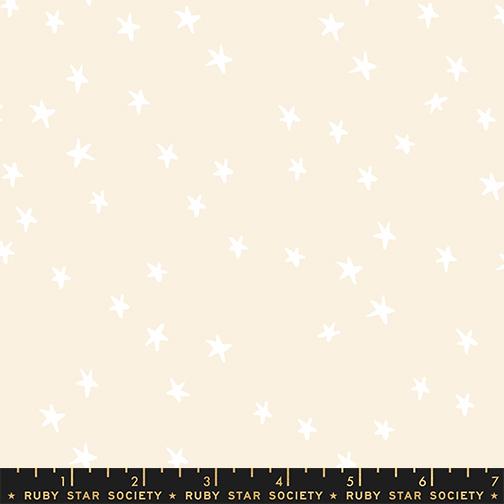 Starry New White On Natural - Quilt Fabric