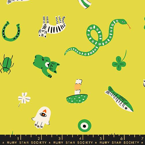 Ooh Lucky Lucky Animal - Citron - Quilt Fabric