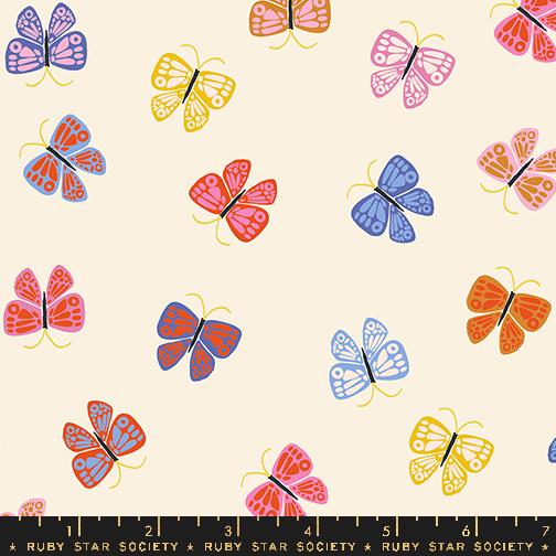 Ooh Lucky Lucky Butterfly - Natural - Quilt Fabric