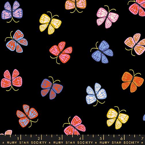 Ooh Lucky Lucky Butterfly - Black - Quilt Fabric