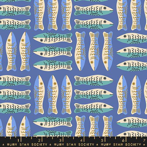 Ooh Lucky Lucky Sardine - Twilight - Quilt Fabric