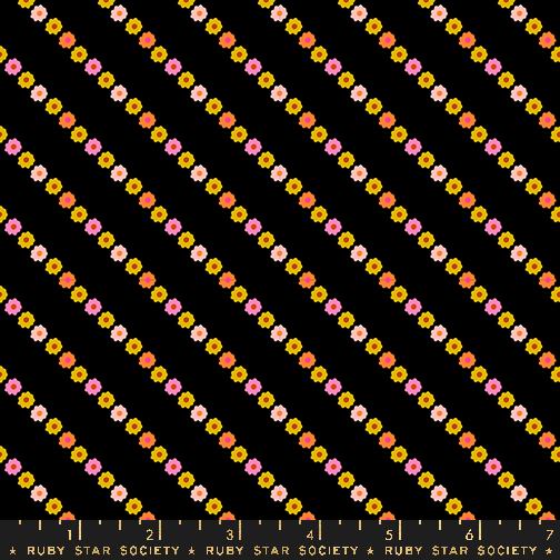 Ooh Lucky Lucky Flowers - Black - Quilt Fabric