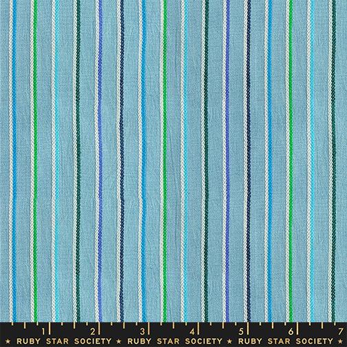 Warp And Weft Mystic Fable Stripes Soft Blue - Quilt Fabric