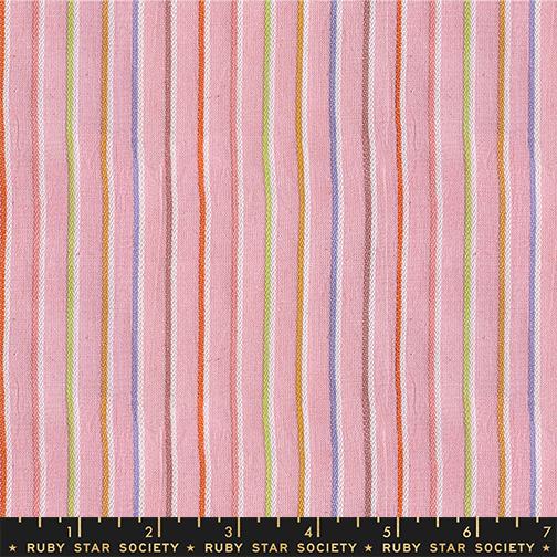Warp And Weft Mystic Fable Stripes Rosebud - Quilt Fabric