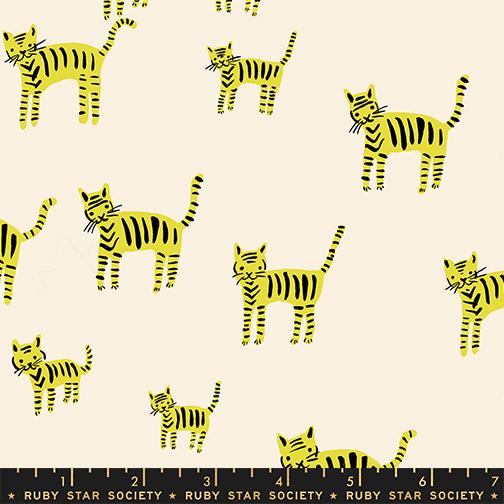 Catnap Tiger Citron - Quilt Fabric
