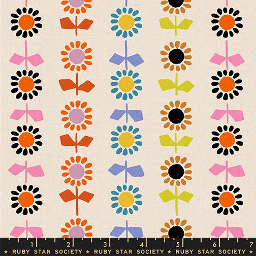 Catnap Flowers Canvas Natural - Quilt Fabric