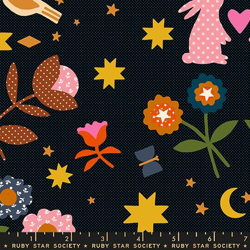 Mystic Fable Collage Soft Black - Quilt Fabric