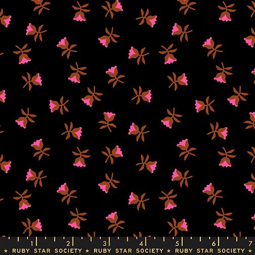 Mystic Fable Flowers Soft Black - Quilt Fabric