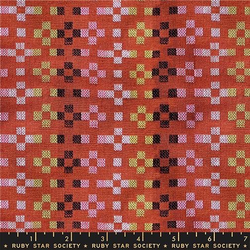 Warp And Weft Mystic Fable Pixel Terracotta - Quilt Fabric