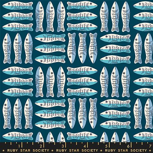 1 800 Calico Fish Galaxy - Quilt Fabric, zoomed in. Select this picture to zoom back out.