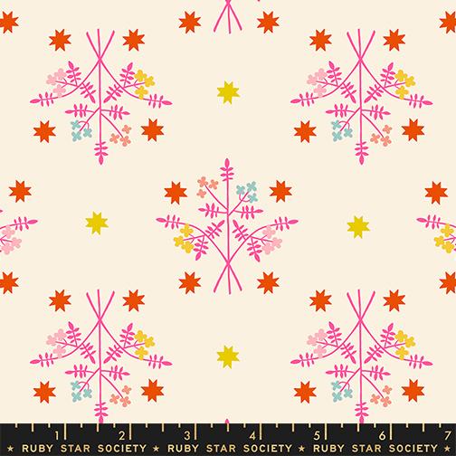 1 800 Calico Sprig Neon Pink - Quilt Fabric, zoomed in. Select this picture to zoom back out.