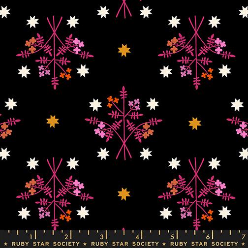 1 800 Calico Sprig Black - Quilt Fabric, zoomed in. Select this picture to zoom back out.