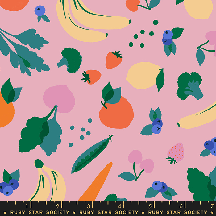Food Group Lavender - Green Grocer Fruit - Quilt Fabric
