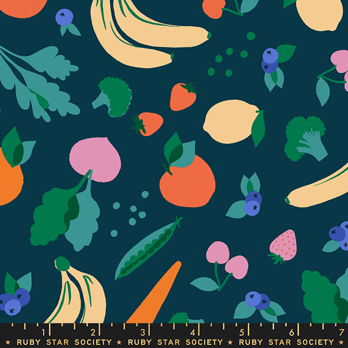 Food Group Peacock - Green Grocer Fruit Vegetables - Fabric