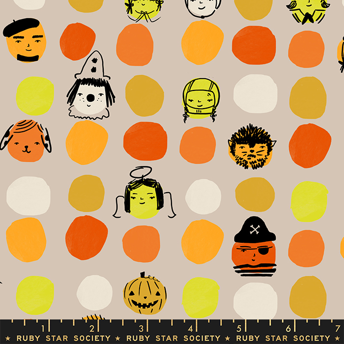 Spooky Darlings Khaki - Quilt Fabric