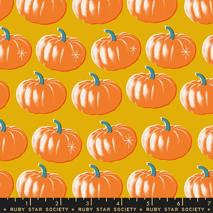Spooky Darlings Goldenrod - Pumpkins - Quilt Fabric