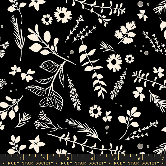 Achroma Herb Garden Black - Quilt Fabric