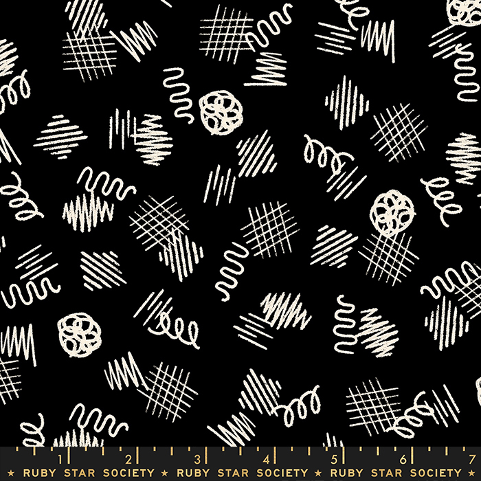 Achroma Scribble Black - Quilt Fabric