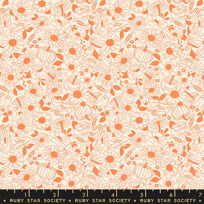 Tiny Frights Floral - Pumpkin - Quilt Fabric