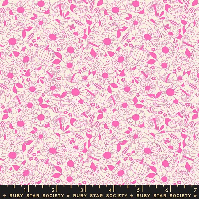 Tiny Frights Floral - Neon Pink - Quilt Fabric