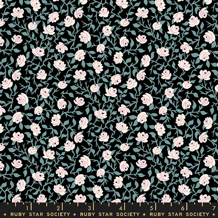 Tiny Frights Rose - Black - Quilt Fabric