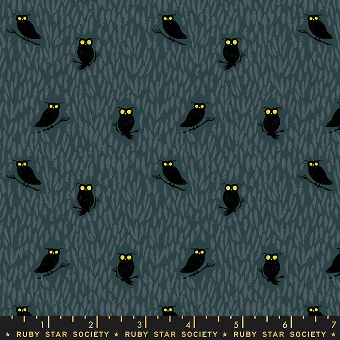 Tiny Frights Owls - Smoke - Quilt Fabric