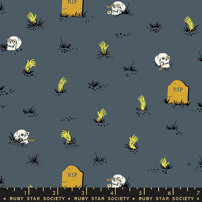 Tiny Frights Graveyard - Ghostly - Quilt Fabric