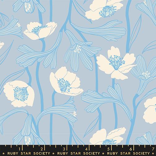 Water Water Flowers - Water Blue - Quilt Fabric