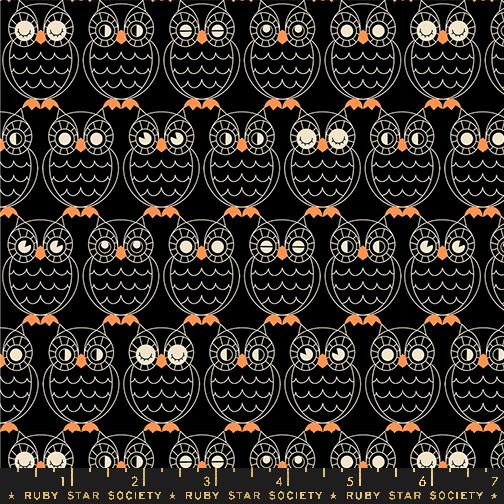Good Spirits Owl - Black - Quilt Fabric