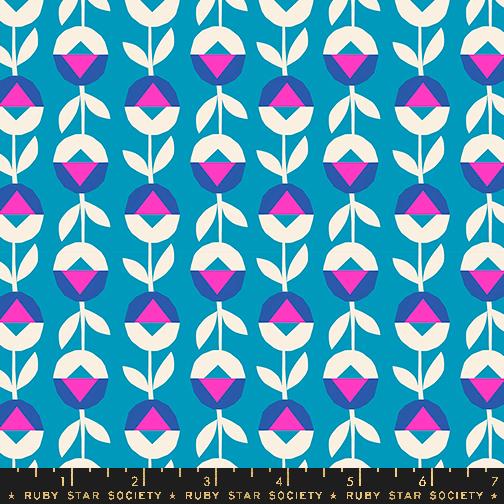 Eye Candy Flower - Cerulean - Quilt Fabric