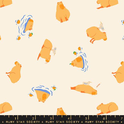 Animal Animal Capybara - Natural - Quilt Fabric