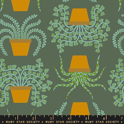 Calathea Houseplant Seaweed - Quilt Fabric