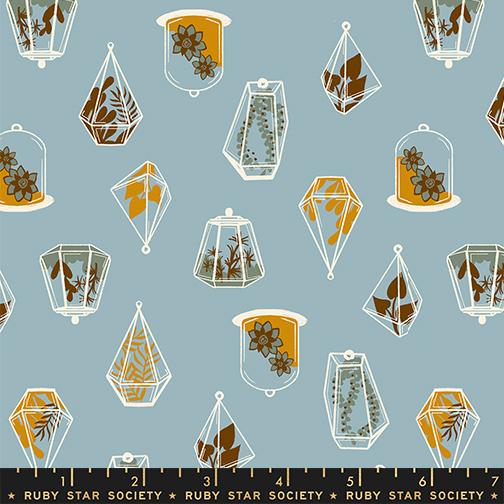 Calathea Terrarium Soft Blue - Quilt Fabric