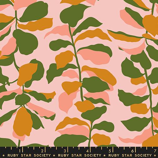 Calathea Fiddle Leaf Sweet  Pink - Quilt Fabric